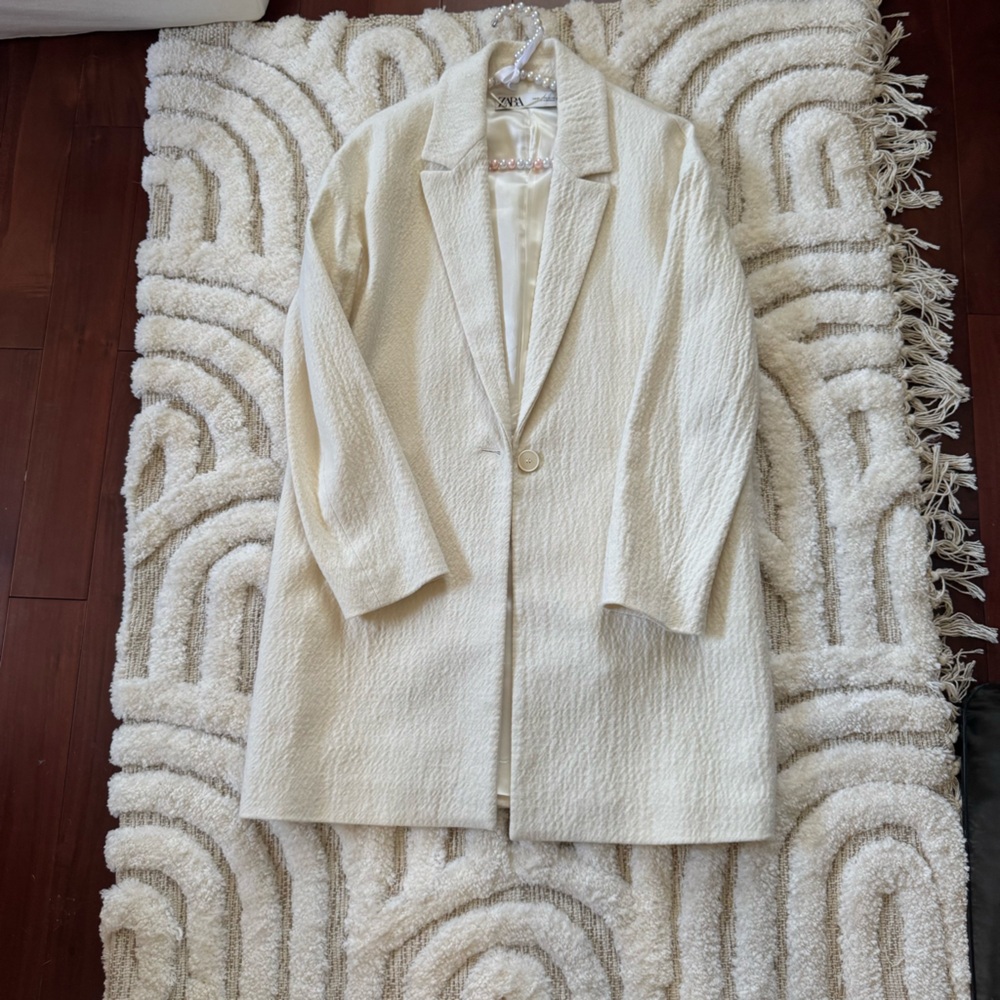 Zara Cream Textured Women's Blazer